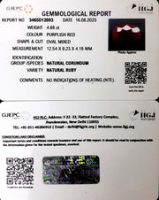 4.88/CT Natural Neo Burma Ruby with Govt. Lab Certificate (2331)